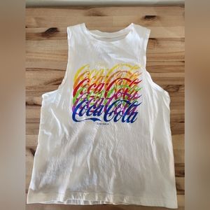 Juniors xsmall coca cola tank top off white